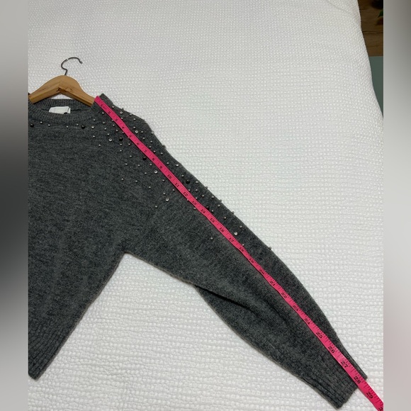 H&M Embellished Bead Knit Sweater in Gray Melange - Picture 7 of 8
